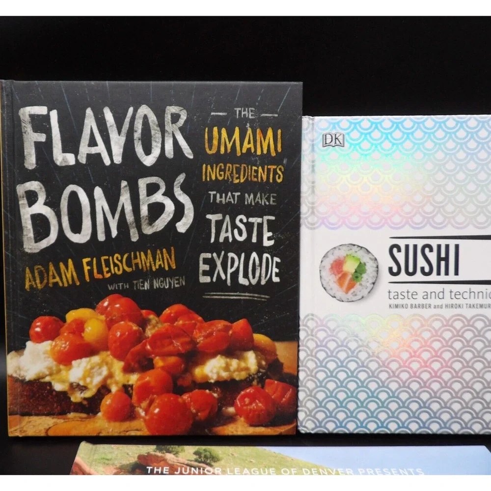 Lot of 3 Hardcover Cookbooks Sushi, Flavor Bombs, Centennial Celebrations